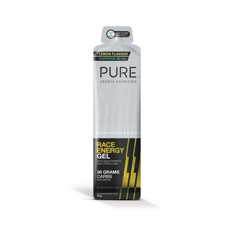 PURE Performance Plus Race Energy Gel Lemon + Caffeine 70g